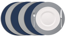 Cookinglife Manteles Individuales - Reversibles - Cuero Vegano - Gris / Azul ø 38 cm - 6 Piezas