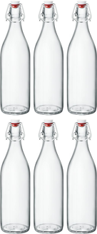 Bormioli Rocco Botellas con cierre / Botellas Weck Giara - Transparente - 1 litro - 6 unidades