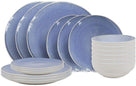 Cookinglife Juego de vajilla Nola Azul 18 piezas / 6 personas - 6 platos de cena, 6 platos de desayuno y 6 cuencos