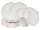 Cookinglife Juego de vajilla Flower Blanco 18 piezas / 6 personas - 6 platos llanos, 6 platos de postre y 6 cuencos
