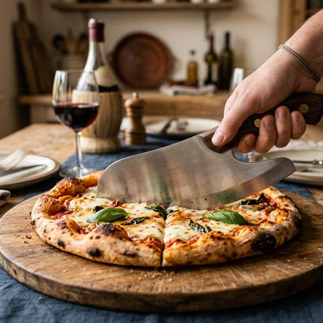 Cuchillo para pizza para cortar pizzas grandes de un solo golpe