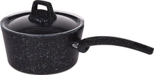 Cookinglife Cazo / cacerola con tapa - Black Speckle - Aluminio ø 18 cm / 2.2 litros - Apto para todas las fuentes de calor - recubrimiento antiadherente estándar