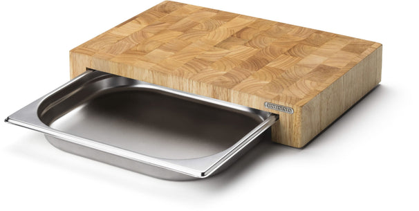 Continenta tabla de cortar con cajón de acero inoxidable - Madera - 39 x 27 cm