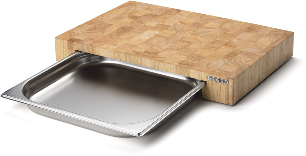 Continenta tabla de cortar con cajón de acero inoxidable - Madera - 48 x 33 cm