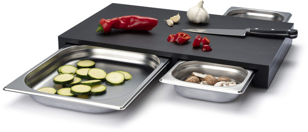 Continenta tabla de cortar con 3 bandejas de acero inoxidable - Duracore - 50 x 33 cm