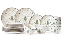 Cookinglife Juego de vajilla - Vajilla de Navidad - Cerámica - Verde 18 piezas / 6 personas - 6 platos de cena, 6 platos de desayuno & 6 cuencos