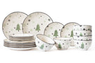 Cookinglife Juego de vajilla - Vajilla de Navidad - Cerámica - Verde 18 piezas / 6 personas - 6 platos de cena, 6 platos de desayuno & 6 cuencos
