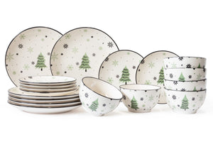 Cookinglife Set de mesa - Servicio de Navidad - Cerámica - Verde 18 piezas / 6 personas