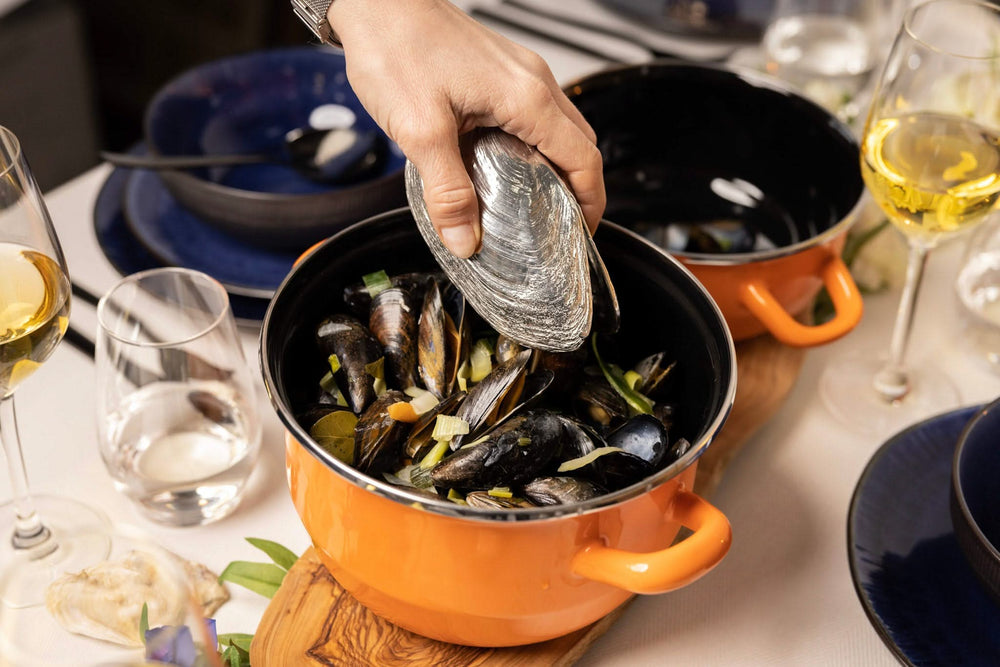 Olla para mejillones - Naranja - ø 18 cm / 2.8 litros - recubrimiento antiadherente esmaltado Cosy & Trendy