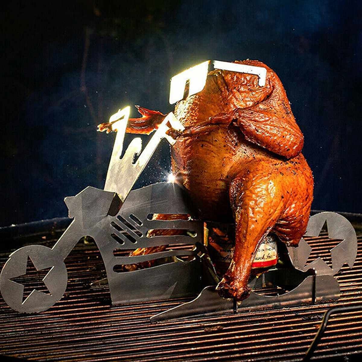 Un clásico jugoso con un giro: coloca el pollo en posición vertical y haz que brille en la parrilla.
