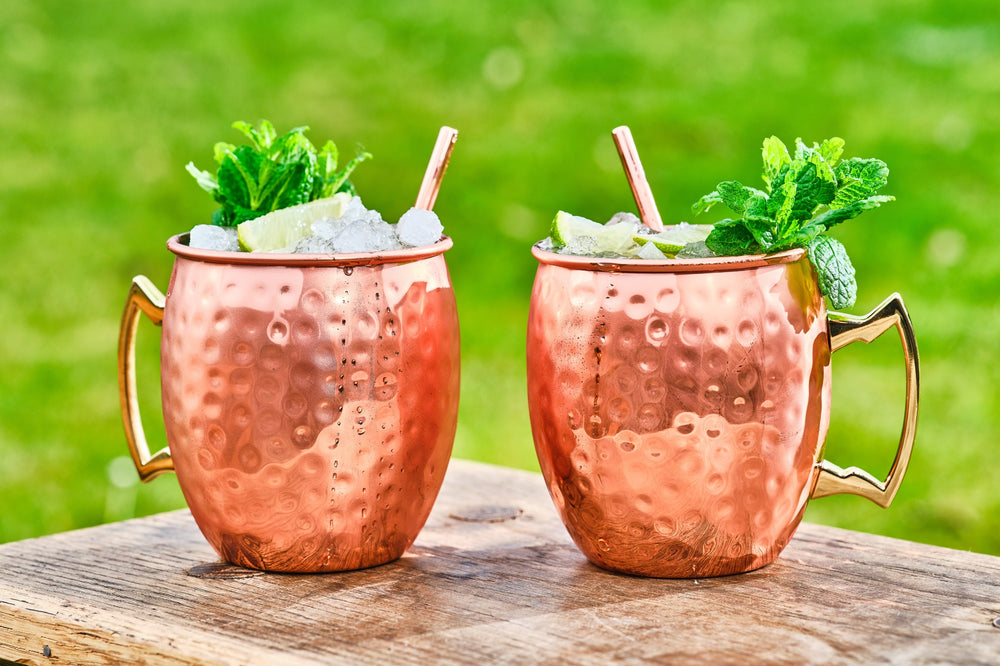 Cosy & Trendy Vasos para Cóctel Moscow Mule con Pajillas - Cobre Martillado - 450 ml - 2 Piezas