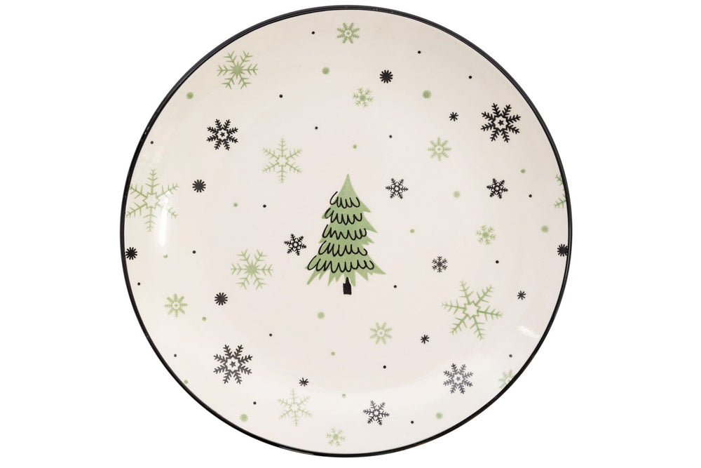 Cookinglife Juego de vajilla - Vajilla de Navidad - Cerámica - Verde 18 piezas / 6 personas - 6 platos de cena, 6 platos de desayuno & 6 cuencos