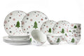 Cookinglife Juego de vajilla - Vajilla navideña - Porcelana - Roja 18 piezas / 6 personas - 6 platos de cena, 6 platos de desayuno & 6 cuencos