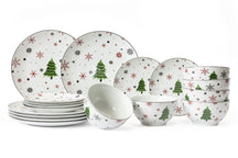 Cookinglife Juego de vajilla - Vajilla navideña - Porcelana - Roja 18 piezas / 6 personas - 6 platos de cena, 6 platos de desayuno & 6 cuencos