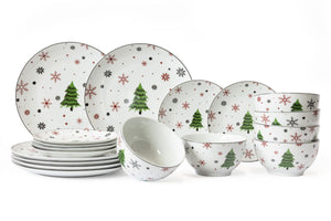 Cookinglife Set de mesa - Servicio de Navidad - Porcelana - Rojo 18 piezas / 6 personas
