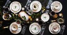Cookinglife Juego de vajilla - Vajilla de Navidad - Cerámica - Verde 18 piezas / 6 personas - 6 platos de cena, 6 platos de desayuno & 6 cuencos