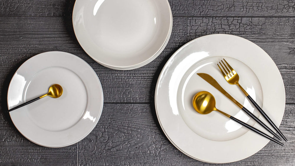 Juego de vajilla Studio Tavola blanco 18 piezas / 6 personas - 6 platos llanos, 6 platos hondos y 6 platos de desayuno