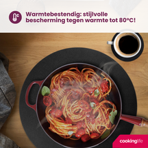 Cookinglife 6 Manteles Individuales + 6 Posavasos - Redondos - Cuero Vegano - Negro