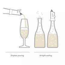 Tapón y vertedor para champán Vacu Vin - Negro