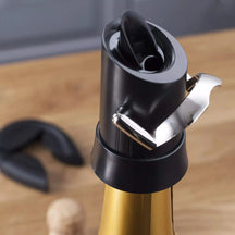 Tapón y vertedor para champán Vacu Vin - Negro