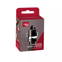 Tapón y vertedor para champán Vacu Vin - Negro