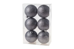 Bolas de Navidad Glitter Gris 6 piezas Cosy & Trendy