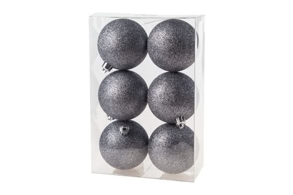 Bolas de Navidad Glitter Gris 6 piezas Cosy & Trendy