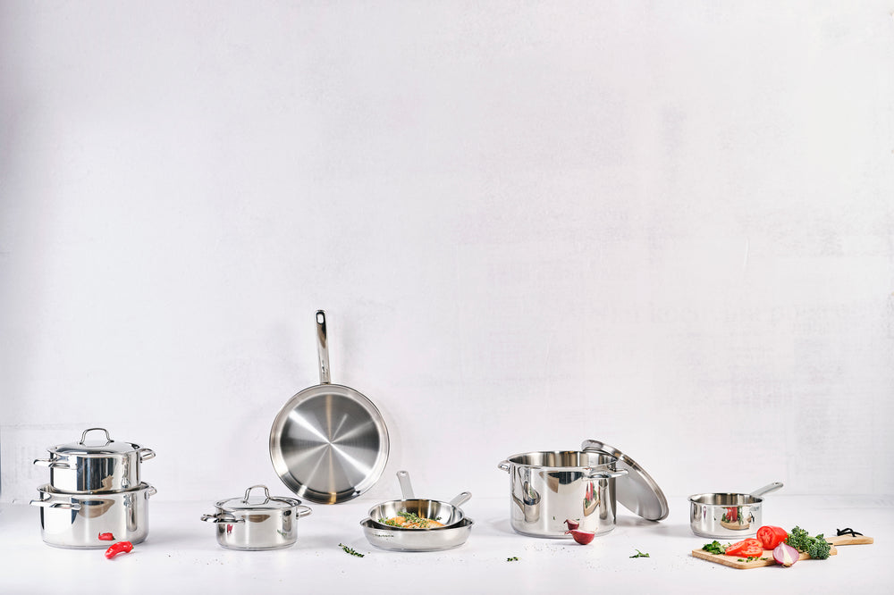 Set de sartenes Cookinglife Superior Triply Acero Inoxidable 2 piezas ø 24 y 28 cm - apta para todas las fuentes de calor - sin recubrimiento antiadherente