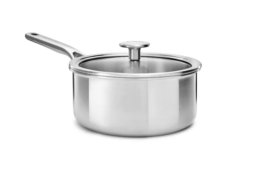 KitchenAid Set de ollas Multi-Ply Acero Inoxidable 6 piezas - Olla ø 20, 24 cm, Cazo ø 16 cm y Sartén ø 24 cm + Sartén Classic Forged ø 24 y 28 cm