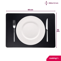 Cookinglife Manteles Individuales - Cuero Vegano - Negro - 46 x 33 cm - 6 piezas