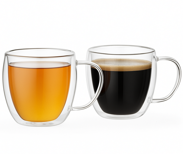 Cookinglife Vasos de café / té de doble pared con asa 280 ml - 2 unidades