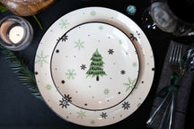 Cookinglife Juego de vajilla - Vajilla de Navidad - Cerámica - Verde 18 piezas / 6 personas - 6 platos de cena, 6 platos de desayuno & 6 cuencos
