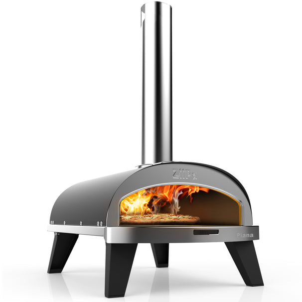 Horno para pizza ZiiPa Piana - A leña - con termómetro - Antracita - para pizzas de ø 30 cm - Piedra para pizza giratoria