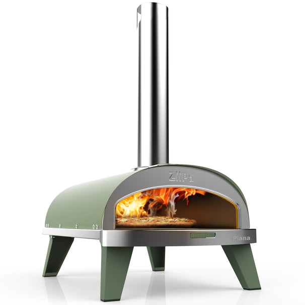 Horno para pizza ZiiPa Piana - A leña - con termómetro - Eucalyptus - para pizzas de ø 30 cm - Piedra para pizza giratoria