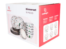 Cookinglife Juego de vajilla - Vajilla navideña - Porcelana - Roja 18 piezas / 6 personas - 6 platos de cena, 6 platos de desayuno & 6 cuencos