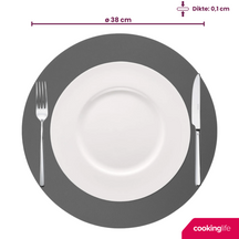 Cookinglife Manteles Individuales - Reversibles - Cuero Vegano - Gris / Rosa ø 38 cm - 6 Piezas