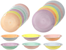 Cookinglife Juego de Vajilla Pastel Harmony 18 piezas / 6 personas - 6 platos llanos, 6 platos para desayuno y 6 platos hondos