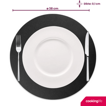 Cookinglife Manteles Individuales - Cuero Vegano - Negro - ø 38 cm - 6 piezas