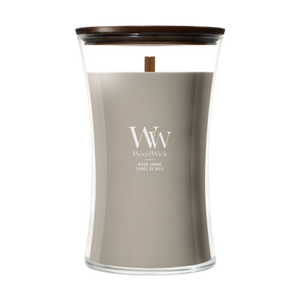 WoodWick Vela Aromática Grande Wood Smoke - 18 cm / ø 10 cm - Vela Aromática en Vidrio - Mecha de Madera
