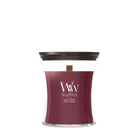 WoodWick Vela Aromática Mediana Cereza Oscura - 11 cm / ø 10 cm - Vela Aromática en Vidrio - Mecha de Madera