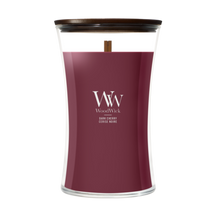 WoodWick Vela Aromática Grande Cereza Oscura - 18 cm / ø 10 cm - Vela Aromática en Vidrio - Mecha de Madera