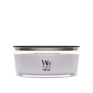 WoodWick Vela Aromática Ellipse Lavanda & Cedro - 9 cm / 19 cm - Vela Aromática en Vidrio - Mecha de Madera