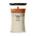 WoodWick Vela Aromática Large Trilogy Vanilla Embers - 18 cm / ø 10 cm - Vela Aromática en Vidrio - Mecha de Madera
