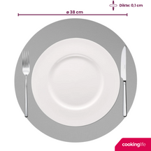 Cookinglife Manteles Individuales - Reversibles - Cuero Vegano - Gris / Azul ø 38 cm - 6 Piezas