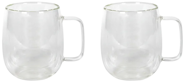 Cookinglife Vasos de latte macchiato / té de doble pared con asa - 400 ml - 2 Piezas