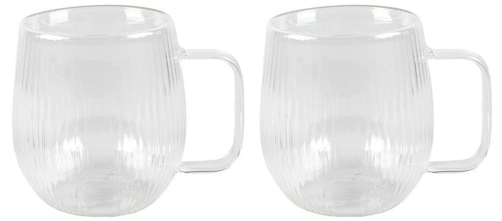 Cookinglife Vasos de café / té de doble pared con asa Lines - 350 ml - 2 Piezas