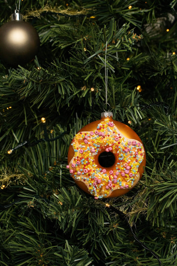 Bola de Navidad Nordic Light Donut rosa confeti 10 cm