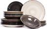 Cookinglife Juego de vajilla Delice Gris 18 piezas / 6 personas - 6 platos llanos, 6 platos hondos y 6 platos para desayuno