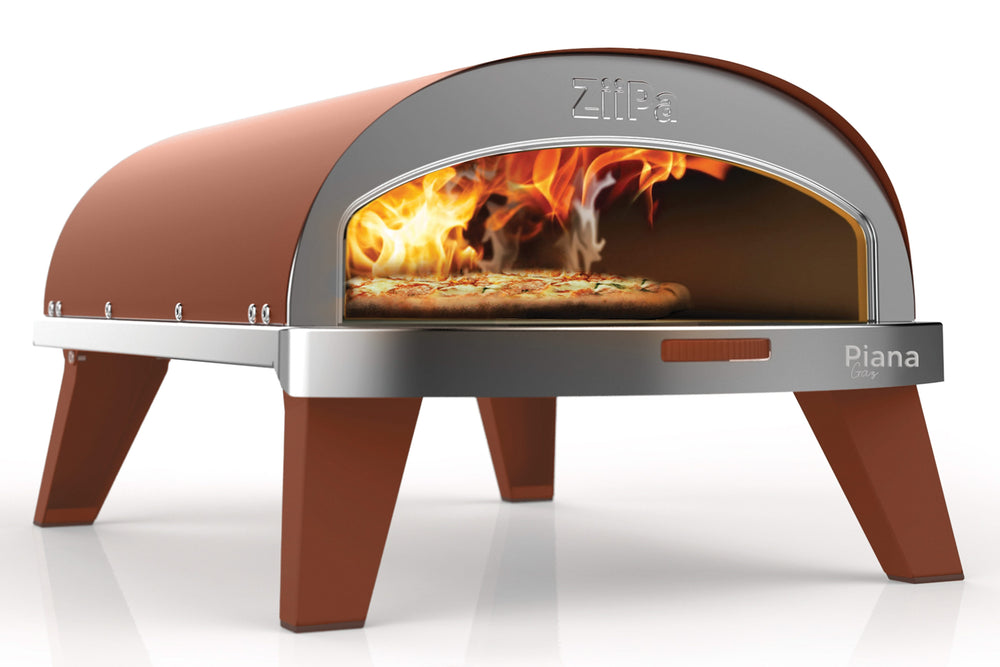 Horno para Pizza ZiiPa Piana - Modelo a Gas - con Termómetro - Terracota - para pizzas de ø 30 cm - Piedra para pizza giratoria