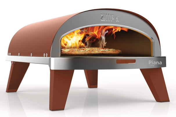 Horno para Pizza ZiiPa Piana - Modelo a Gas - con Termómetro - Terracota - para pizzas de ø 30 cm - Piedra para pizza giratoria